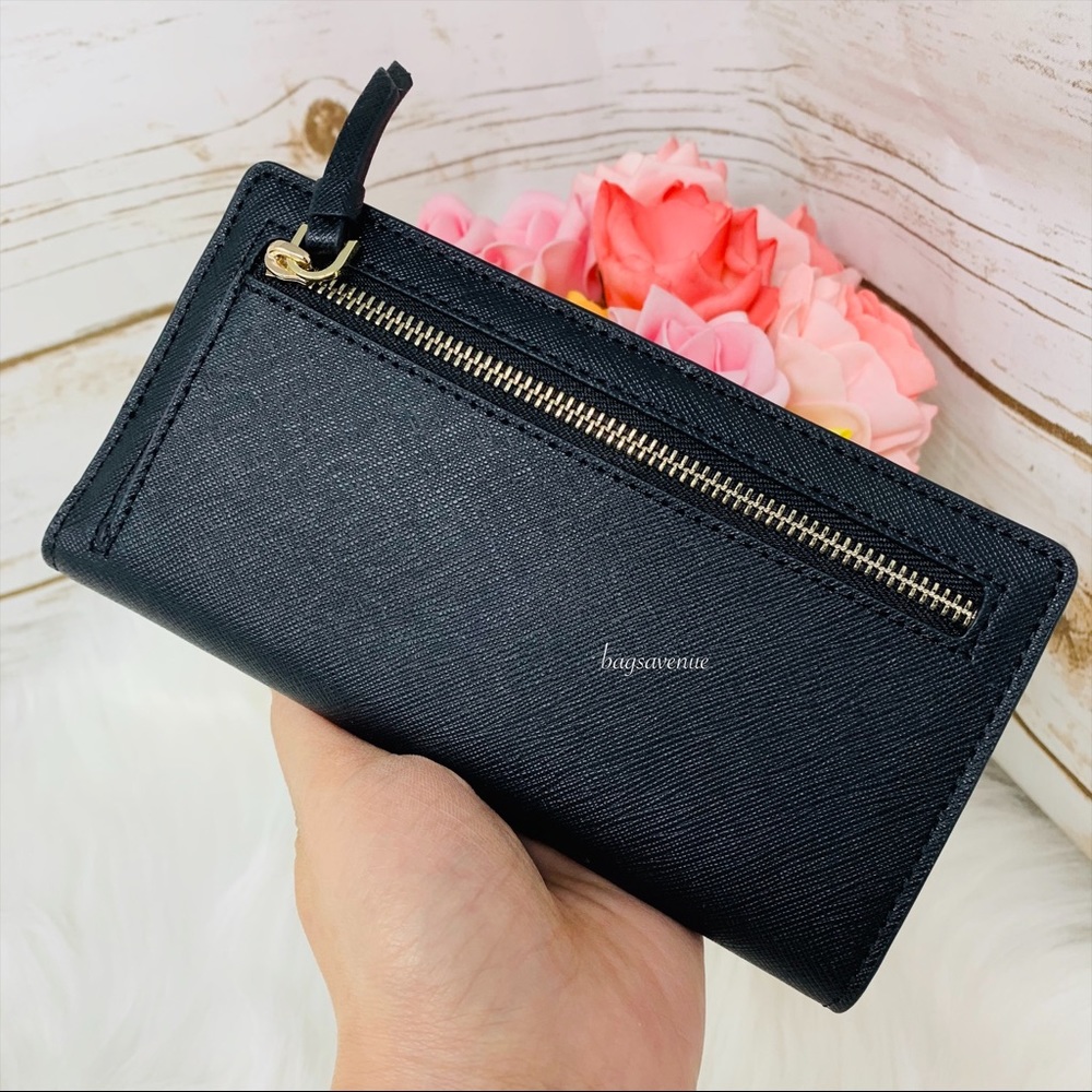Large slim bifold wallet Cameron black NWT leather - Picture 4 of 6
